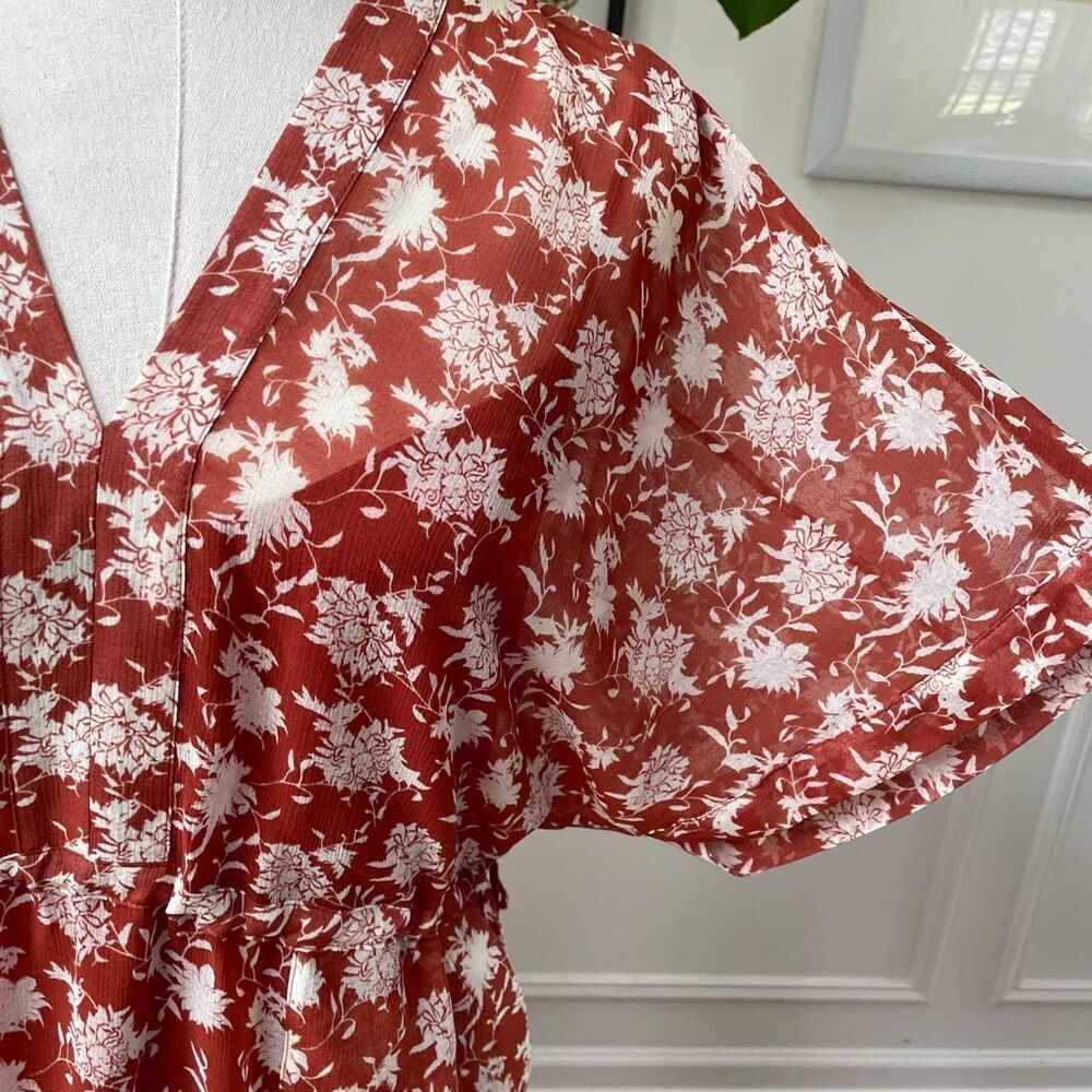 NWOT Rag & Bone Elysse Midi Dress Rust Floral Chiffon $495 XS - Picture 5 of 10